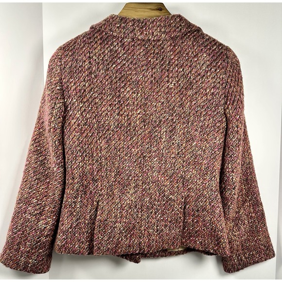 Rebecca Taylor Tweed Blazer Jacket Pink,Orange,Tan Bling Sz 6  Wool Blend Career - Picture 3 of 10